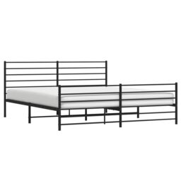 Berkfield Home Metal Bed Frame with Headboard & Footboard Black 200x200 cm - thumbnail 4