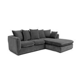 Abakus Direct Lucas Water Repellent Velvet Chenille Right Facing Corner Sofa in Dark Grey - thumbnail 2