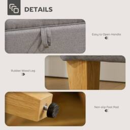 Wyld Haus Tonale Linen Light Grey Compact Storage Ottoman Natural Wooden Legs - thumbnail 6