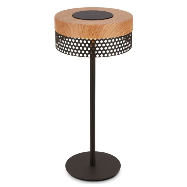 BRILONER Wood Colour Black Matt Battery Powered LED Table Lamp - image 1