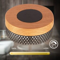 BRILONER Wood Colour Black Matt Battery Powered LED Table Lamp - thumbnail 6