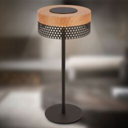 BRILONER Wood Colour Black Matt Battery Powered LED Table Lamp - thumbnail 8