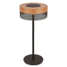 BRILONER Wood Colour Black Matt Battery Powered LED Table Lamp - thumbnail 1