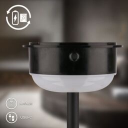 BRILONER Wood Colour Black Matt Battery Powered LED Table Lamp - thumbnail 5