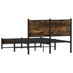 Berkfield Home Metal Bed Frame without Mattress Smoked Oak 120x190 cm Small Double in Brown - thumbnail 7