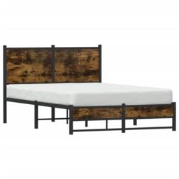 Berkfield Home Metal Bed Frame without Mattress Smoked Oak 120x190 cm Small Double in Brown - thumbnail 4