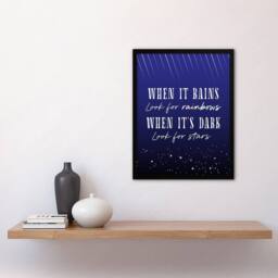 Artery8 When It's Dark Look For Stars Oscar Wilde Quote Framed Wall Art Print in Blue - Size: A4 - thumbnail 4