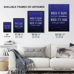 Artery8 When It's Dark Look For Stars Oscar Wilde Quote Framed Wall Art Print in Blue - Size: A4 - thumbnail 3