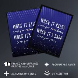 Artery8 When It's Dark Look For Stars Oscar Wilde Quote Framed Wall Art Print in Blue - Size: A4 - thumbnail 2