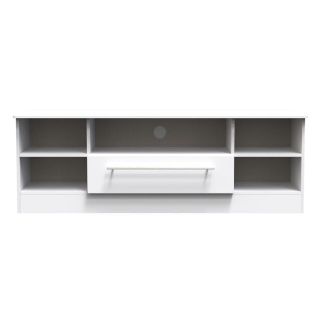 Ready Assembled 2 U Carlton Wide 1 Drawer TV & Media Unit (Ready Assembled) in White - Size: Large - image 1