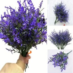 Dyzi Artificial Lavender Topiary Flowers Weatherproof Bushes with Spike in Purple - thumbnail 4