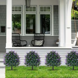Dyzi Artificial Lavender Topiary Flowers Weatherproof Bushes with Spike in Purple - thumbnail 7