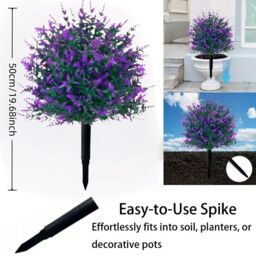 Dyzi Artificial Lavender Topiary Flowers Weatherproof Bushes with Spike in Purple - thumbnail 9
