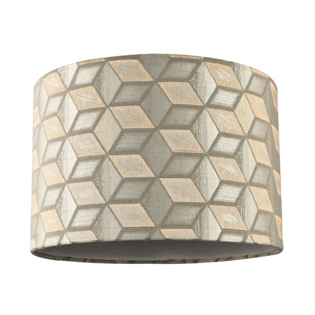 Happy Homewares Contemporary Jacquard Drum Lamp Shade with Gold & Silver Diamonds - Size: 12 inches