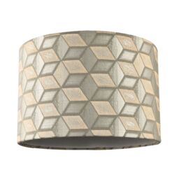 Happy Homewares Contemporary Jacquard Drum Lamp Shade with Gold & Silver Diamonds - Size: 12 inches - thumbnail 1
