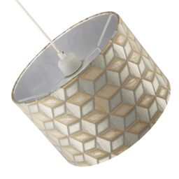 Happy Homewares Contemporary Jacquard Drum Lamp Shade with Gold & Silver Diamonds - Size: 12 inches - thumbnail 4