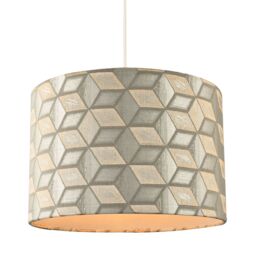 Happy Homewares Contemporary Jacquard Drum Lamp Shade with Gold & Silver Diamonds - Size: 12 inches - thumbnail 2
