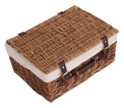 Red Hamper Wicker 40cm Double Steamed Picnic Basket with Cotton Lining in White - thumbnail 4