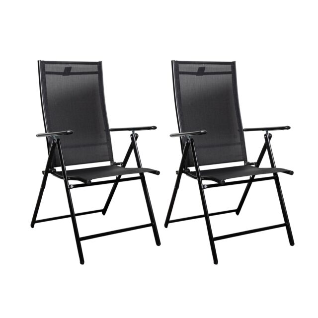 Samuel Alexander Set of 2 Outdoor Garden Patio Multi Position Reclining Folding Chair in Black - image 1