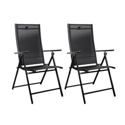 Samuel Alexander Set of 2 Outdoor Garden Patio Multi Position Reclining Folding Chair in Black - thumbnail 1