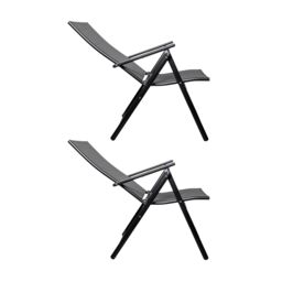 Samuel Alexander Set of 2 Outdoor Garden Patio Multi Position Reclining Folding Chair in Black - thumbnail 2