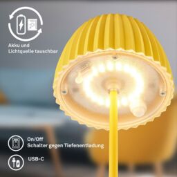 BRILONER Touch Dimmable Battery Powered Wireless Indoor Outdoor LED Table Lamp in Yellow - thumbnail 9