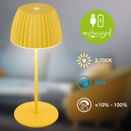 BRILONER Touch Dimmable Battery Powered Wireless Indoor Outdoor LED Table Lamp in Yellow - thumbnail 7