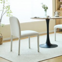 Nordlys Set of 2 Scandinavian Dining Chairs in Fabric in Beige - thumbnail 7