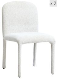 Nordlys Set of 2 Scandinavian Dining Chairs in Fabric in Beige - thumbnail 1