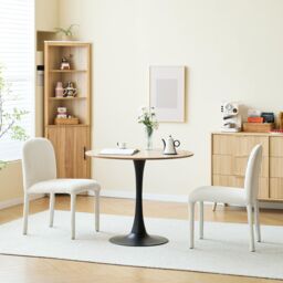 Nordlys Set of 2 Scandinavian Dining Chairs in Fabric in Beige - thumbnail 3