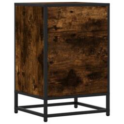 Berkfield Home Bedside Cabinet Smoked Oak 40x34.5x60 cm Engineered Wood & Metal in Brown - thumbnail 7