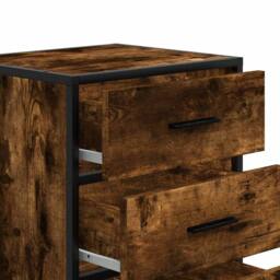 Berkfield Home Bedside Cabinet Smoked Oak 40x34.5x60 cm Engineered Wood & Metal in Brown - thumbnail 9