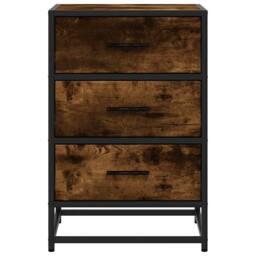 Berkfield Home Bedside Cabinet Smoked Oak 40x34.5x60 cm Engineered Wood & Metal in Brown - thumbnail 5