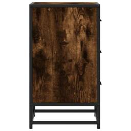 Berkfield Home Bedside Cabinet Smoked Oak 40x34.5x60 cm Engineered Wood & Metal in Brown - thumbnail 6