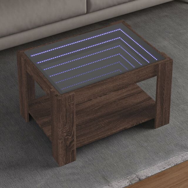 Berkfield Home Coffee Table with LED Brown Oak 73x53x45 cm Engineered Wood - Size: 73 x 53 x 45 cm - image 1