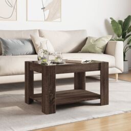 Berkfield Home Coffee Table with LED Brown Oak 73x53x45 cm Engineered Wood - Size: 73 x 53 x 45 cm - thumbnail 4