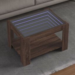 Berkfield Home Coffee Table with LED Brown Oak 73x53x45 cm Engineered Wood - Size: 73 x 53 x 45 cm - thumbnail 1