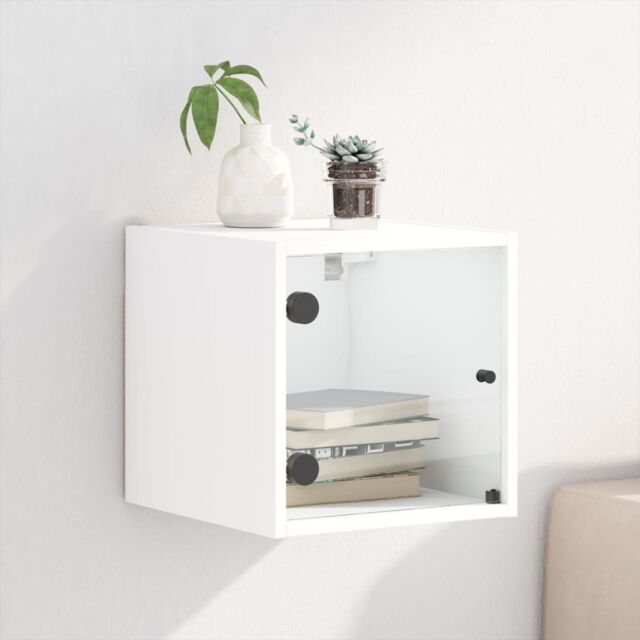 Berkfield Home Bedside Cabinet with Glass Door White 35x37x35 cm - Size: 35 x 37 x 35 cm - image 1