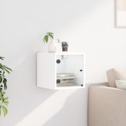 Berkfield Home Bedside Cabinet with Glass Door White 35x37x35 cm - Size: 35 x 37 x 35 cm - thumbnail 3