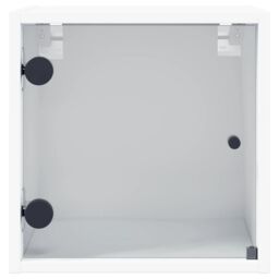 Berkfield Home Bedside Cabinet with Glass Door White 35x37x35 cm - Size: 35 x 37 x 35 cm - thumbnail 6