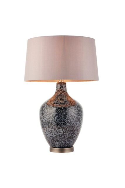 Netlighting Ilsa 1 Light Table Light Grey Black Painted Glass & Matt Nickel Plate E27 - image 1
