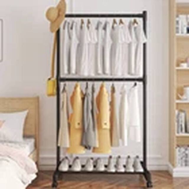 Havendro 2 Tiers Black Single Rail Garment Hanging Stand Shoe Storage Shelf - image 1