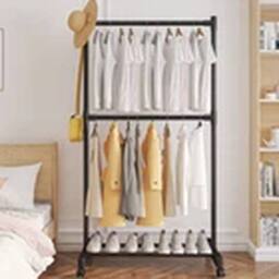 Havendro 2 Tiers Black Single Rail Garment Hanging Stand Shoe Storage Shelf - thumbnail 1