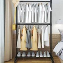 Havendro 2 Tiers Black Single Rail Garment Hanging Stand Shoe Storage Shelf - thumbnail 3