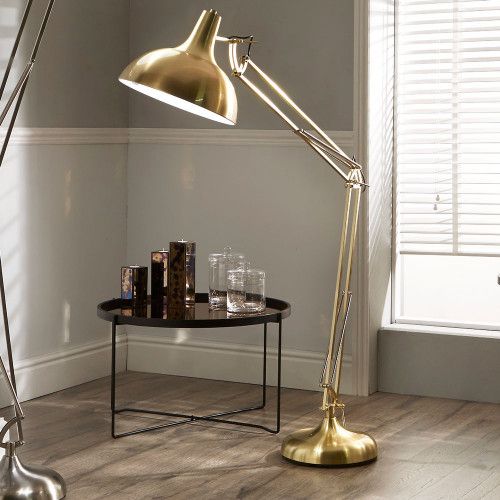 Ruma Adjustable Large Task Floor Lamp Tall Metal Grey Movable Floor Light in Gold - image 1