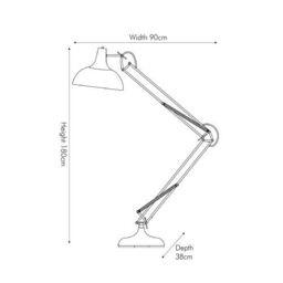 Ruma Adjustable Large Task Floor Lamp Tall Metal Grey Movable Floor Light in Gold - thumbnail 4