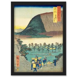 Artery8 Distant View of Mount Zozu Sanuki Province Utagawa Hiroshige Japan Woodblock Artwork Framed Wall Art Print A4 in Black - thumbnail 1