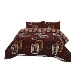 Snug City Duvet Cover & Pillowcase Set Geometric Square Design Bed Linen in Chocolate - Size: Single - thumbnail 2
