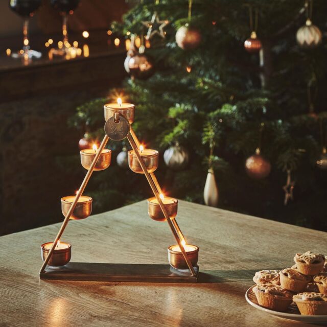 Ivyline Advent Countdown Candle Holder with Numbered Date Discs - Antique Brass Finish, 25cm Premium Quality Modern Design in Metallics - image 1