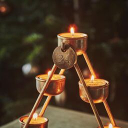 Ivyline Advent Countdown Candle Holder with Numbered Date Discs - Antique Brass Finish, 25cm Premium Quality Modern Design in Metallics - thumbnail 2